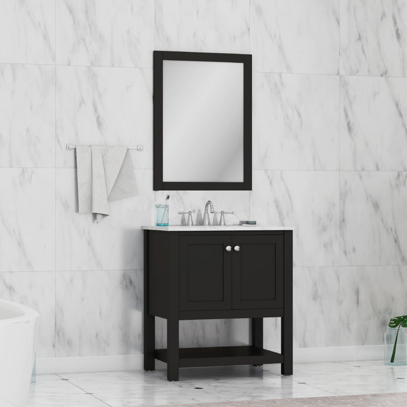 Alya Bath Wilmington 30" Vanity Espresso with Carrera Marble Top HE-102-30-E-CWMT