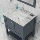 Alya Bath Wilmington 30" Vanity Gray with Carrera Marble Top HE-102-30-G-CWMT