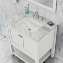 Alya Bath Wilmington 30" Vanity White with Carrera Marble Top HE-102-30-W-CWMT