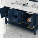 Alya Bath Wilmington 60" Double Vanity in Blue with Carrera Marble Top HE-102-60D-B-CWMT