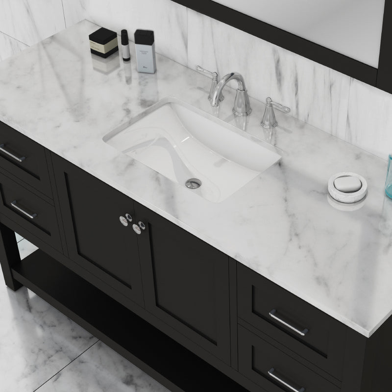 Alya Bath Wilmington 60" Single Vanity in Espresso with Carrera Marble Top HE-102-60S-E-CWMT