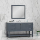 Alya Bath Wilmington 60" Single Vanity Gray with Carrera Marble Top HE-102-60S-G-CWMT