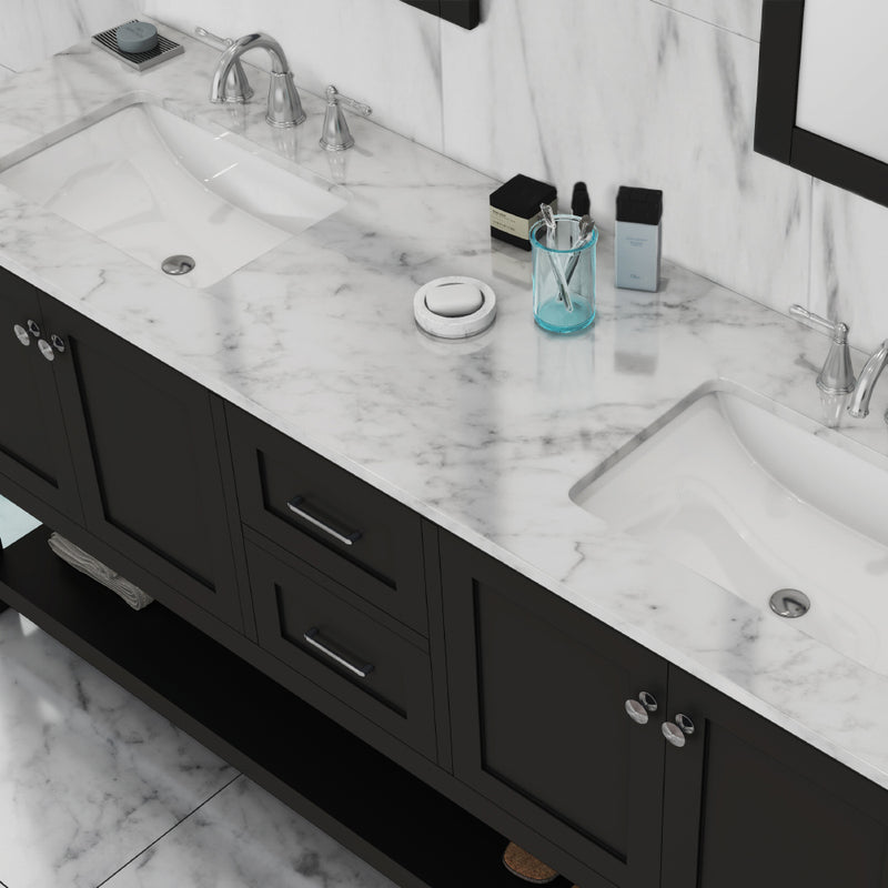 Alya Bath Wilmington 72" Double Vanity in Espresso with Carrera Marble Top HE-102-72D-E-CWMT