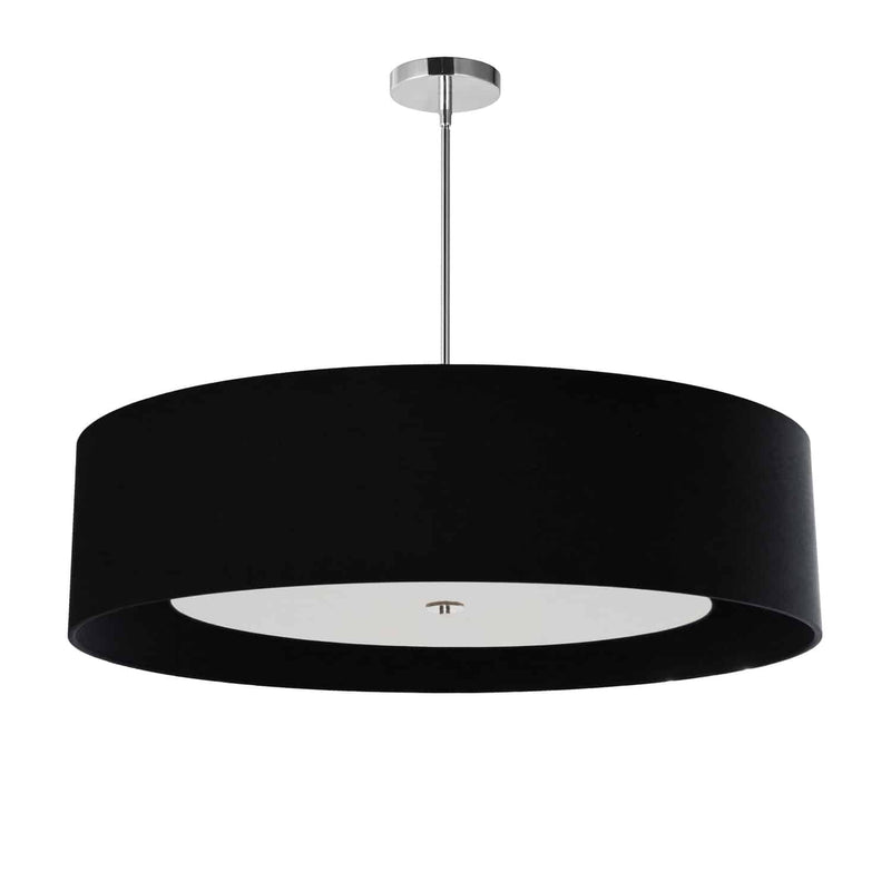 Dainolite 4 Light Polished Chrome Helena Pendant with Black Shade and White Fabric Diffuser HEL-344P-PC-BW