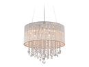 Avenue Lighting Beverly Dr. Collection Round Silver Silk String Shade And Crystal Dual Mount Dual Mount/Flush & Hanging Silver Silk String HF1500-SLV