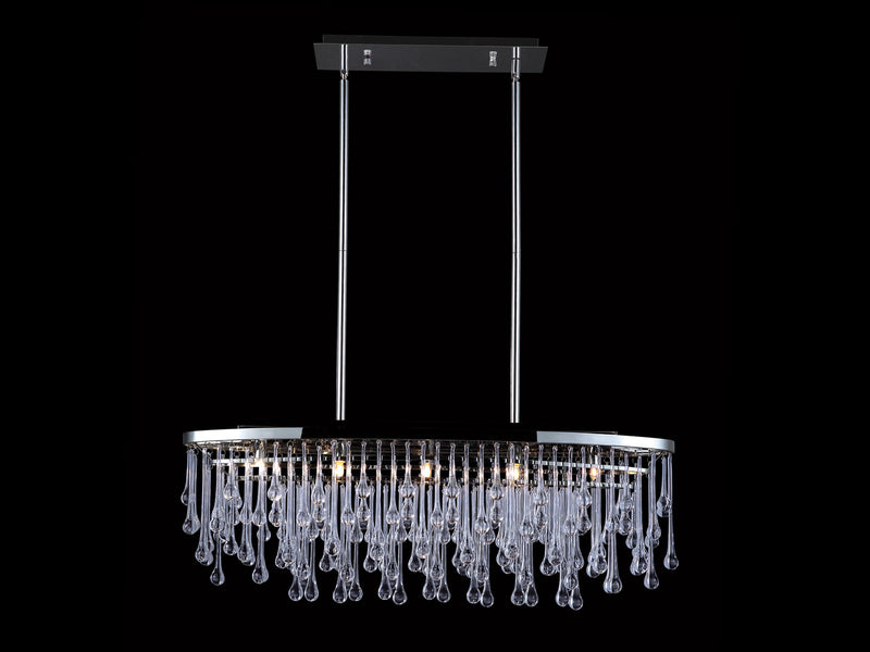 Avenue Lighting Hollywood Blvd. Collection Polished Nickel And Tear Drop Crsytal Oval Hanging Fixture Hanging Chandelier Polish Nickel / Clear Glass Tear Drops HF1806-PN