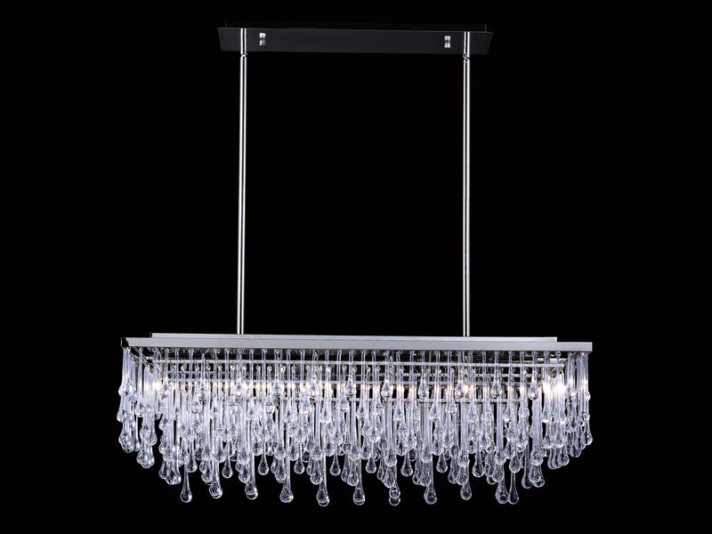 Avenue Lighting Hollywood Blvd. Collection Polished Nickel And Tear Drop Crystal Rectangle Hanging Fixture Hanging Chandelier Polish Nickel / Clear Glass Tear Drops HF1807-PN