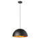 Dainolite 1 Light Pendant Matte Black Exterior Gold Interior HKI-161LP-BK