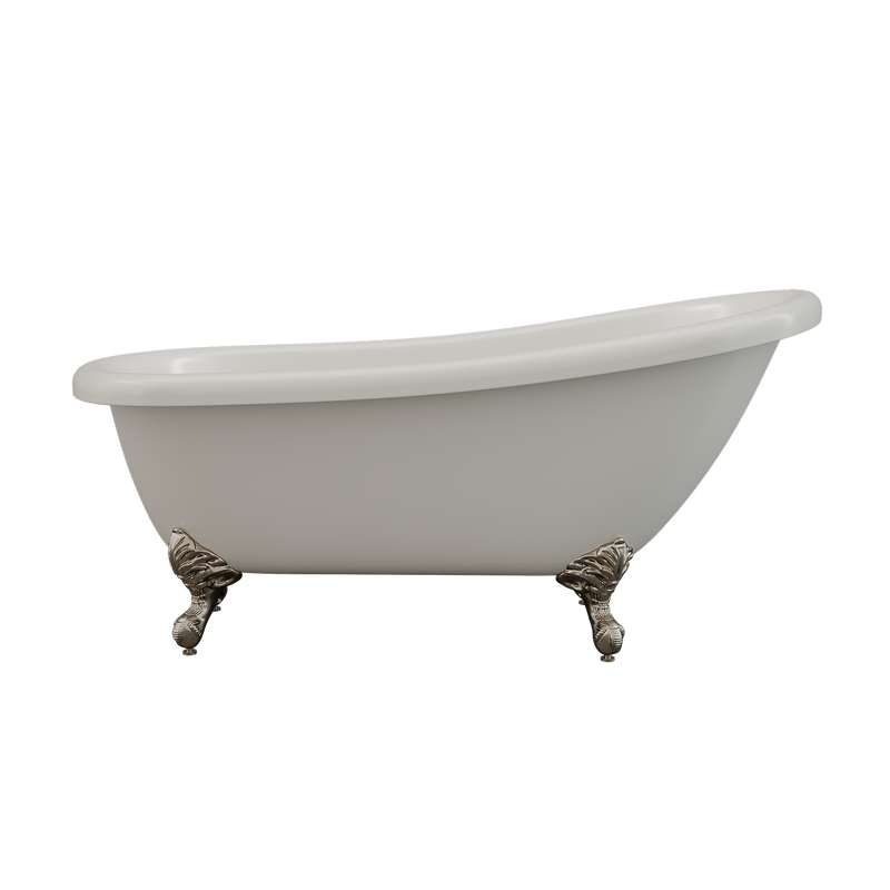 Cambridge Plumbing Acrylic Slipper Bathtub 61"x28" No Faucet Drillings and BN Feet