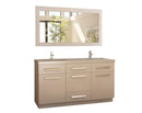 Design Element Moscony 60" Double Sink Vanity Set in White and Matching Mirror in White