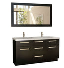 Design Element Moscony 60" Double Sink Vanity Set in Espresso and Matching Mirror in Espresso