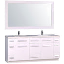 Design Element Moscony 72" Double Sink Vanity Set in White and Matching Mirror in White