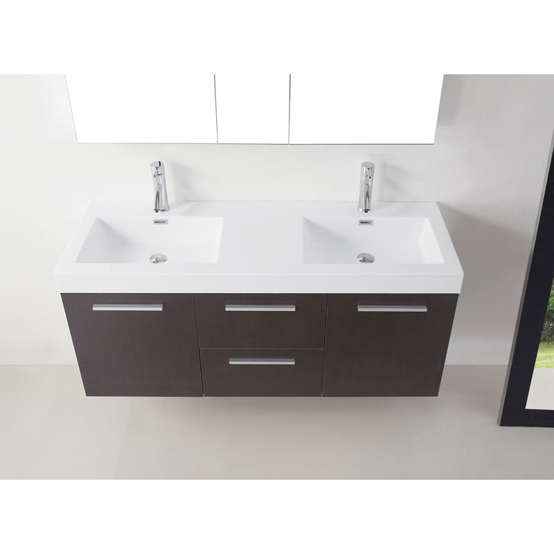 Modern Fittings Midori 54" Double Bath Vanity Top and Integrated Square Sinks Faucets