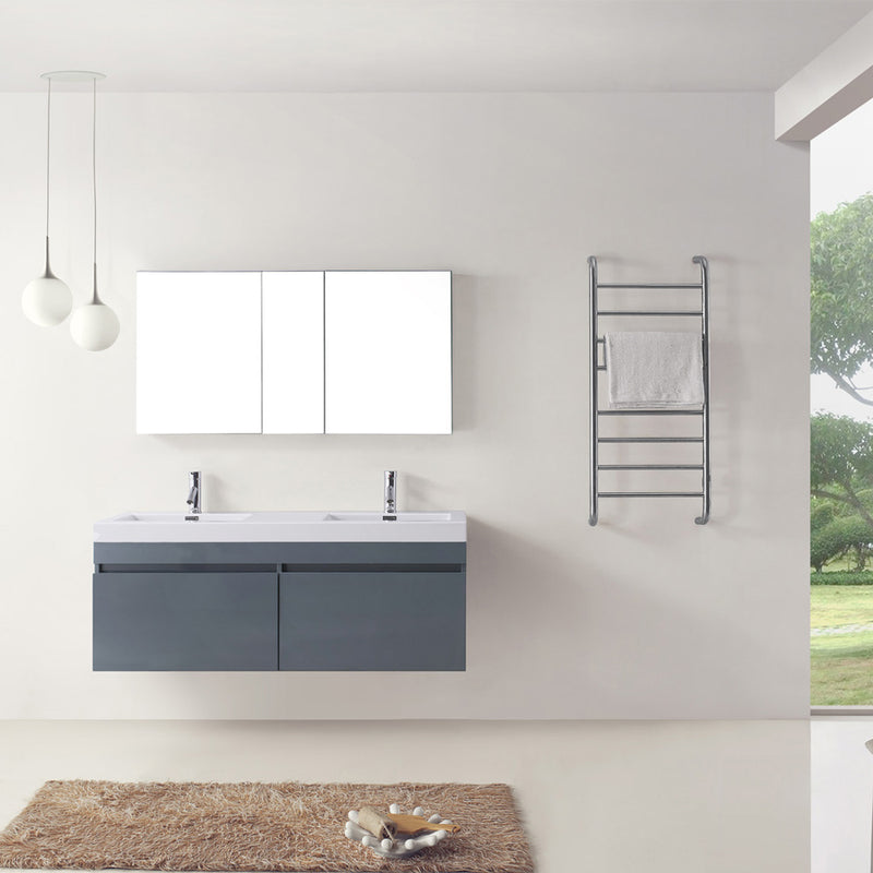 Modern Fittings Zuri 55" Double Bath Vanity Top and Integrated Square Sinks Faucets