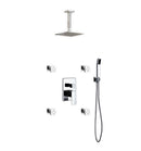 KubeBath Aqua Piazza Brass Shower Set with 8" Ceiling Mount Square Rain Shower Handheld and 4 Body Jets CR2004JHH3V