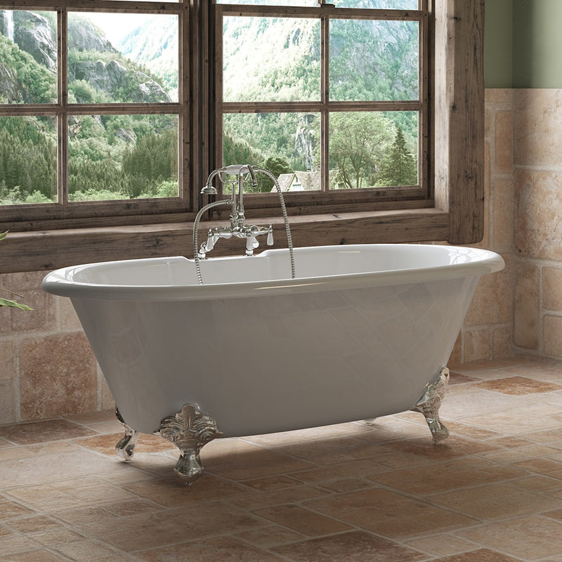 Cambridge Plumbing Cast Iron Double Ended Clawfoot Tub 67" x 30" 7" Drillings and PC Feet