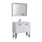KubeBath Bosco 36" Modern Bathroom Vanity with Quartz Countertop and Matching Mirror KB36GW