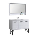 KubeBath Bosco 48" Modern Bathroom Vanity with Quartz Countertop and Matching Mirror KB48GW