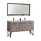 KubeBath Bosco 60" Double Sink Modern Bathroom Vanity with Quartz Countertop and Matching Mirror KB60DNW