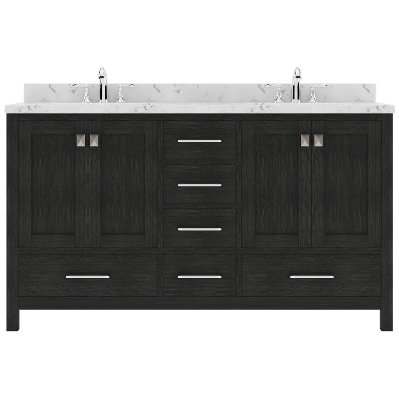 Modern Fittings Caroline Premium 60" Double Bath Vanity with Cultured Marble Quartz Top and Square Sinks