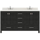 Modern Fittings Caroline Premium 60" Double Bath Vanity with Dazzle Quartz Top and Round Sinks with Zebra Gray