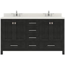 Modern Fittings Caroline Premium 60" Double Bath Vanity with Dazzle Quartz Top and Square Sinks with Zebra Gray