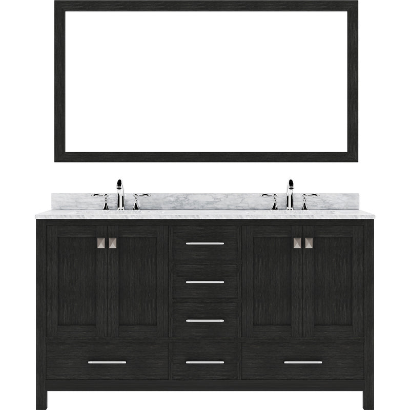 Modern Fittings Caroline Premium 60" Double Bath Vanity with Marble Top and Round Sinks Faucets