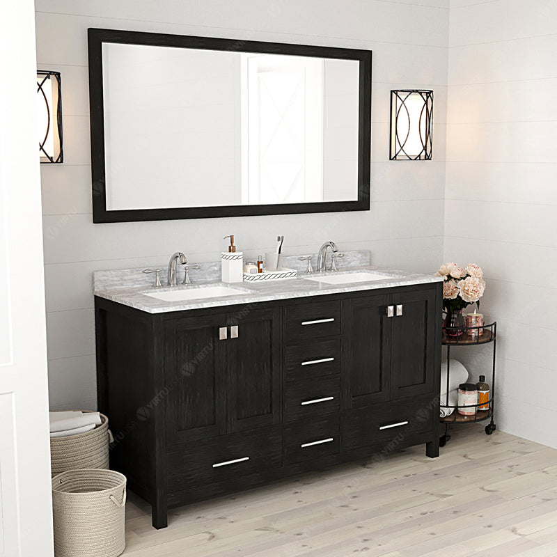 Modern Fittings Caroline Premium 60" Double Bath Vanity with Marble Top and Square Sinks