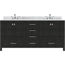 Modern Fittings Caroline Premium 72" Double Bath Vanity with White Marble Top and Round Sinks With Zebra Gray