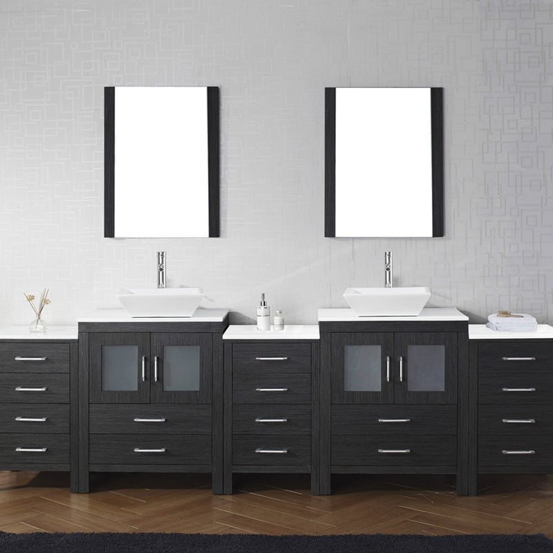 Modern Fittings Dior 110" Double Bath Vanity with Engineered Stone Top and Square Sinks Faucets