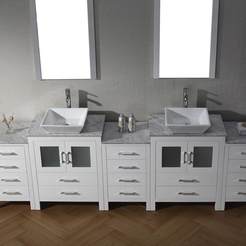 Modern Fittings Dior 110" Double Bath Vanity with Marble Top and Square Sinks Faucets