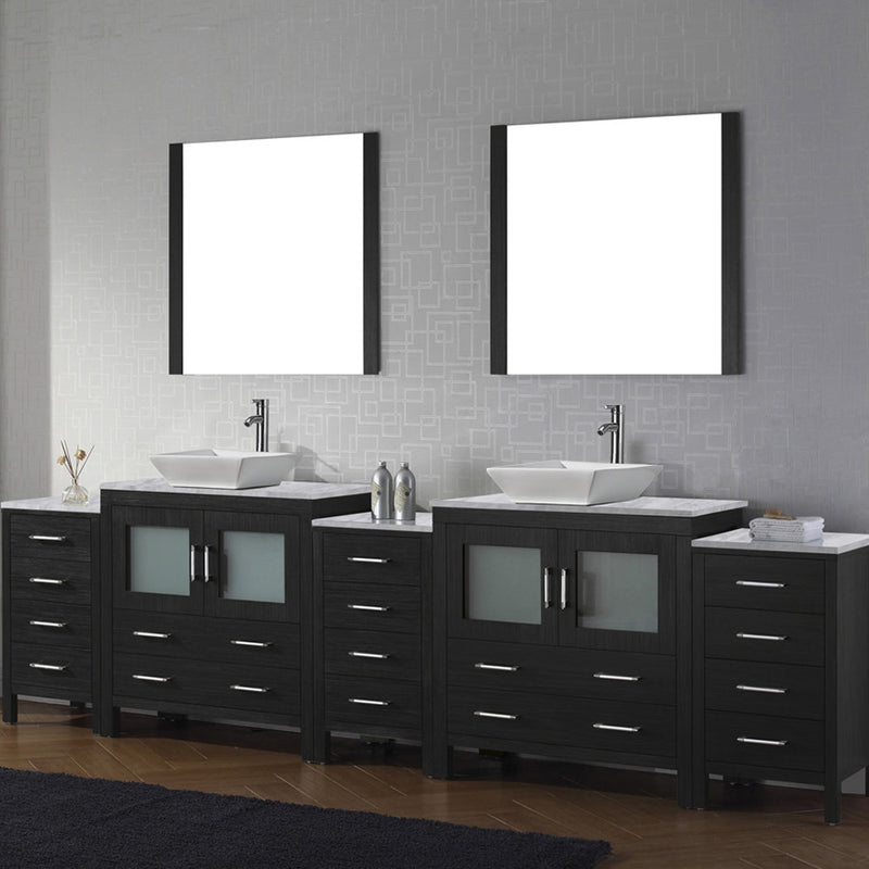 Modern Fittings Dior 110" Double Bath Vanity with Marble Top and Square Sinks Faucets