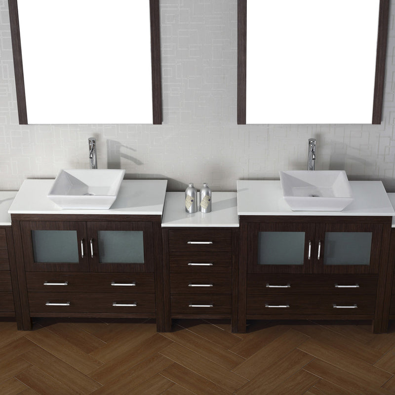 Modern Fittings Dior 118" Double Bath Vanity with Engineered Stone Top and Square Sinks Faucets