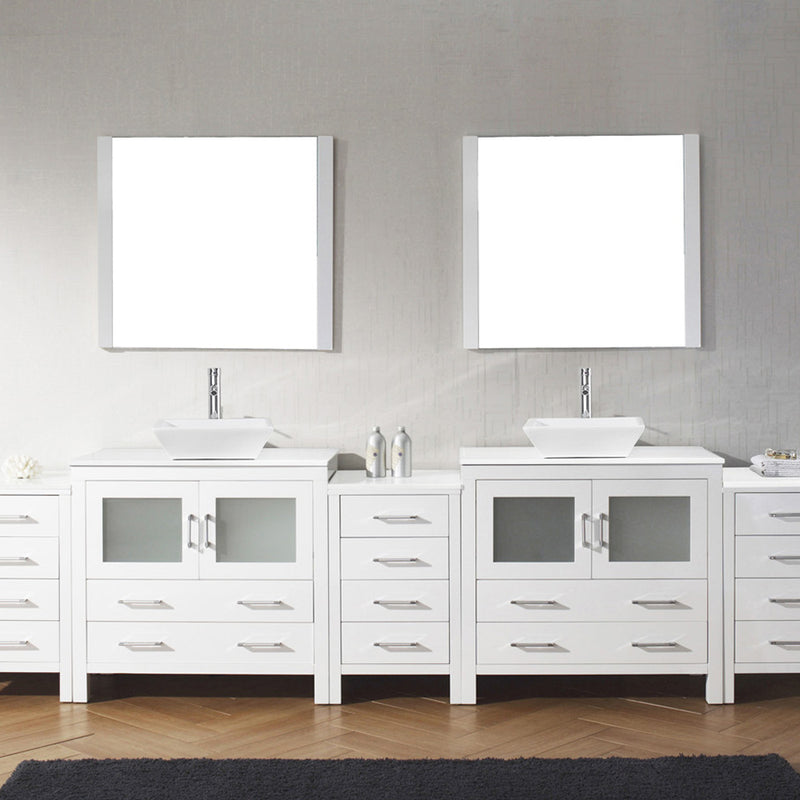 Modern Fittings Dior 118" Double Bath Vanity with Engineered Stone Top and Square Sinks Faucets