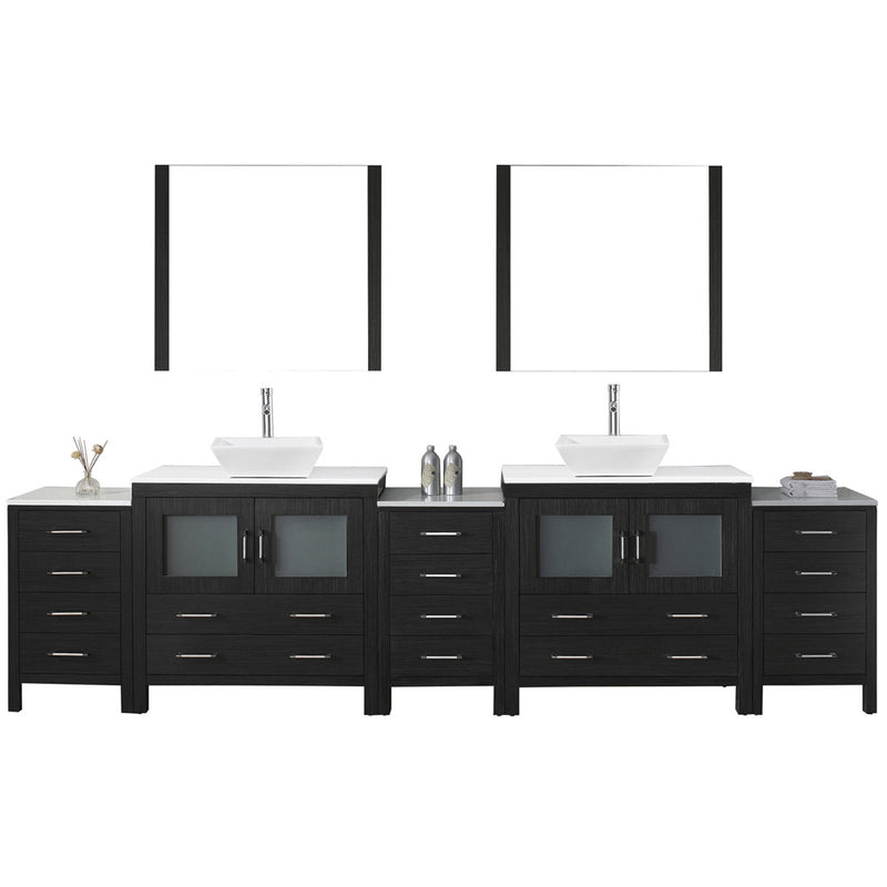 Modern Fittings Dior 118" Double Bath Vanity with Engineered Stone Top and Square Sinks Faucets