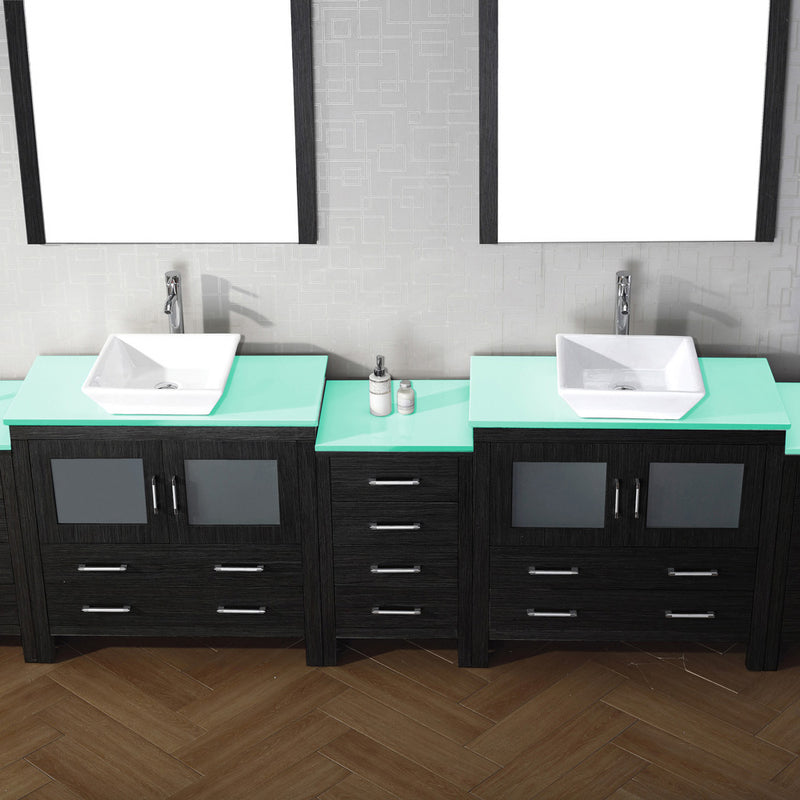 Modern Fittings Dior 126" Double Bath Vanity with Glass Top and Square Sinks Faucets