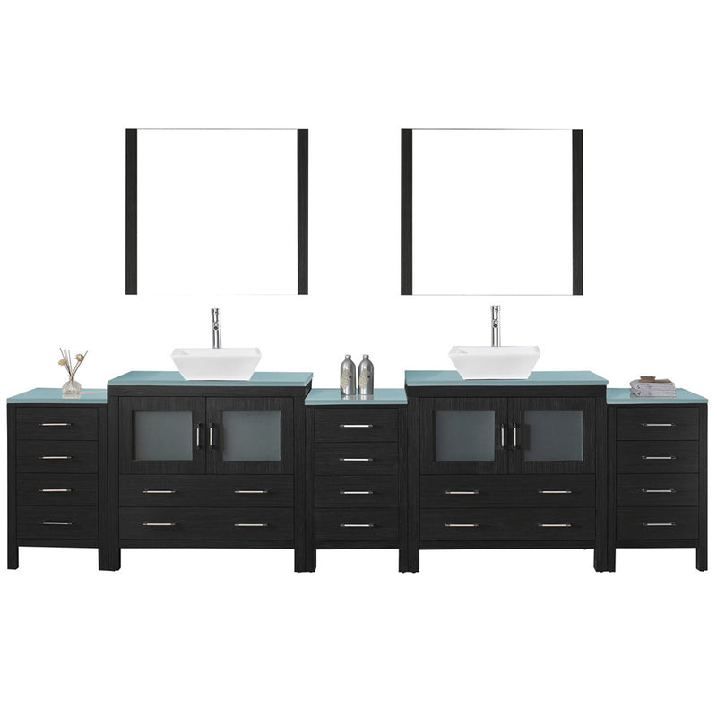 Modern Fittings Dior 126" Double Bath Vanity with Glass Top and Square Sinks Faucets