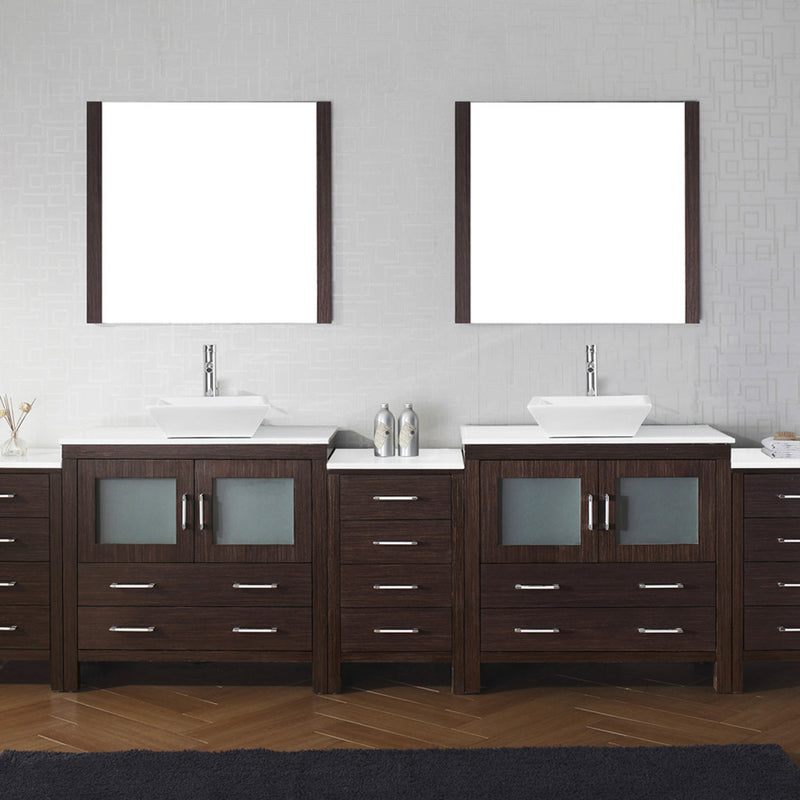 Modern Fittings Dior 126" Double Bath Vanity with Engineered Stone Top and Square Sinks Faucets