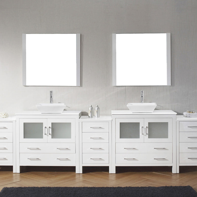 Modern Fittings Dior 126" Double Bath Vanity with Engineered Stone Top and Square Sinks Faucets