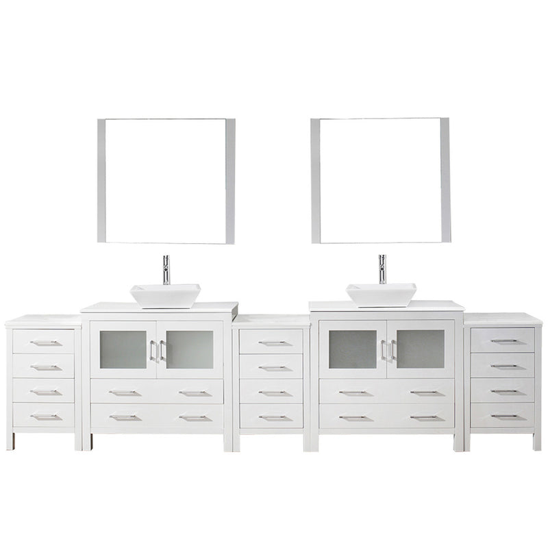 Modern Fittings Dior 126" Double Bath Vanity with Engineered Stone Top and Square Sinks Faucets