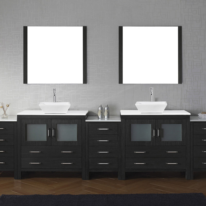 Modern Fittings Dior 126" Double Bath Vanity with Engineered Stone Top and Square Sinks Faucets