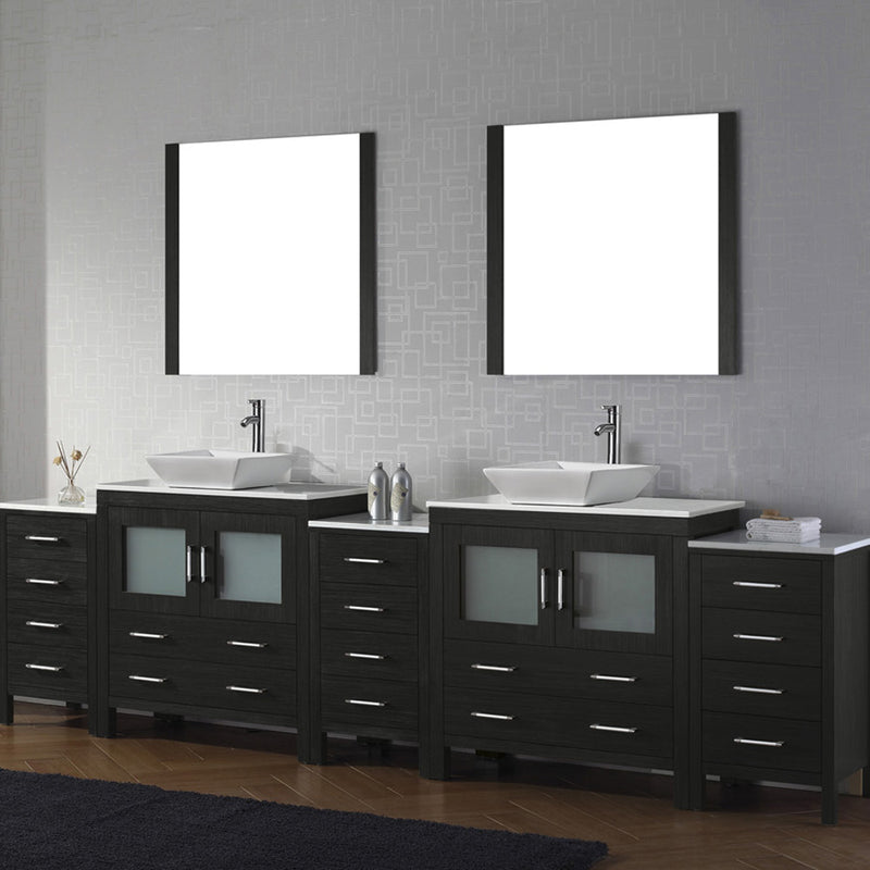 Modern Fittings Dior 126" Double Bath Vanity with Engineered Stone Top and Square Sinks Faucets