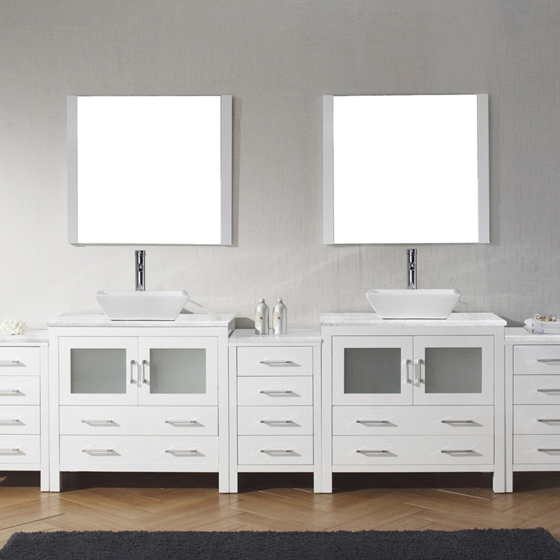 Modern Fittings Dior 126" Double Bath Vanity with Marble Top and Square Sinks Faucets