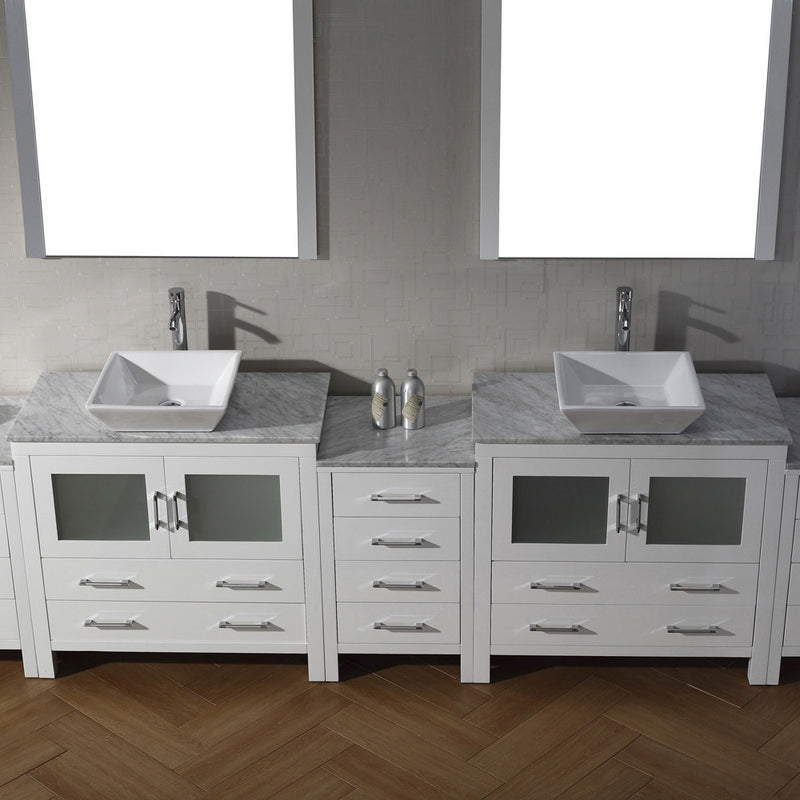 Modern Fittings Dior 126" Double Bath Vanity with Marble Top and Square Sinks Faucets