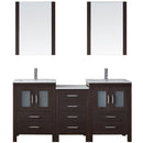 Modern Fittings Dior 66" Double Bath Vanity in Espresso with Top and Integrated Square Sinks Faucets