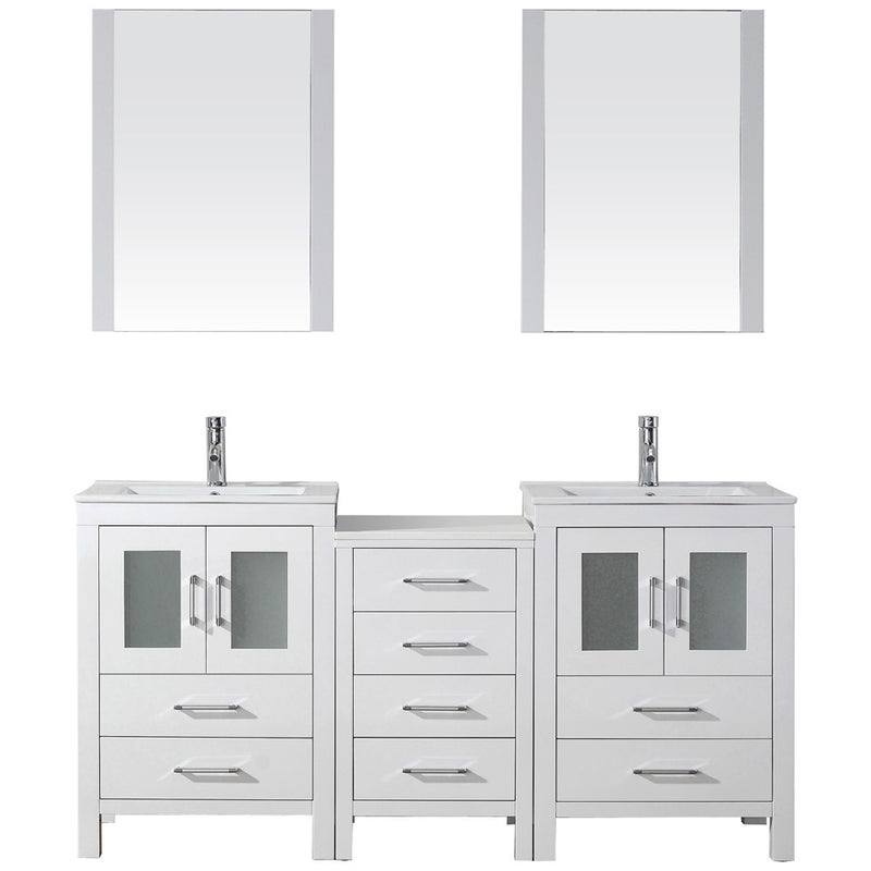 Modern Fittings Dior 66" Double Bath Vanity in Espresso with Top and Integrated Square Sinks Faucets