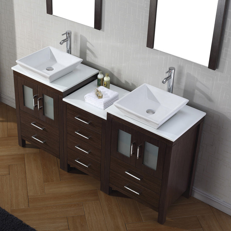 Modern Fittings Dior 66" Double Bath Vanity with Engineered Stone Top and Square Sinks Faucets