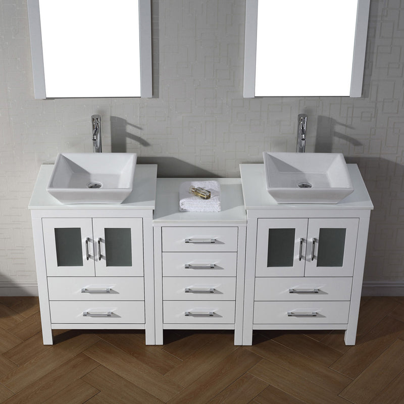 Modern Fittings Dior 66" Double Bath Vanity with Engineered Stone Top and Square Sinks Faucets