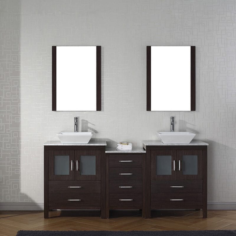 Modern Fittings Dior 66" Double Bath Vanity with Marble Top and Square Sinks Faucets