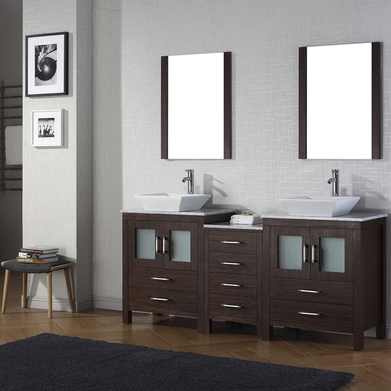 Modern Fittings Dior 66" Double Bath Vanity with Marble Top and Square Sinks Faucets